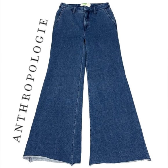 Anthropologie Wide Leg Cotton Trouser Jeans Women’s Size 28 - Picture 2 of 9